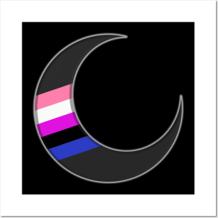 Genderfluid Pride Crescent Moon Posters and Art